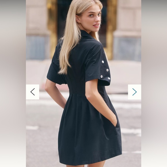 Anthropologie The Tobie Studded Mini Shirt Dress by Exquise Small Solid Black - Picture 5 of 8